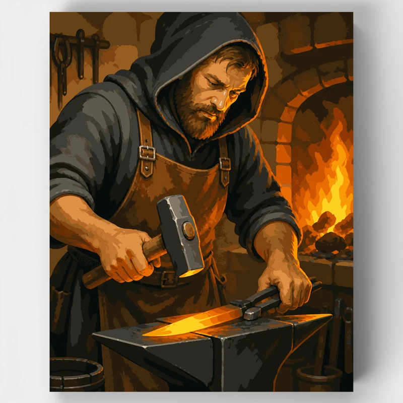 Forge Fire Blacksmith - Paint by Numbers Kit