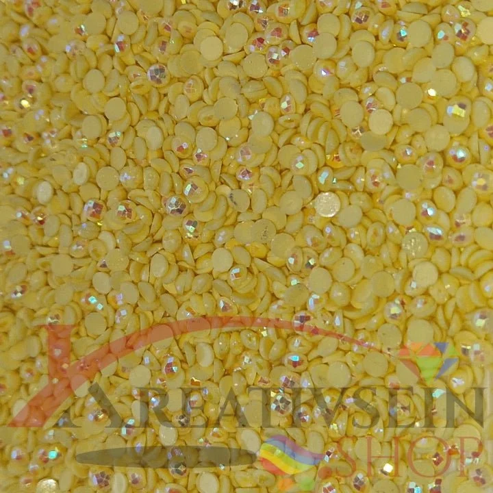 DMC 3078 Golden Yellow VY LT - runde Steine - Aurora Borealis (AB) - Diamond Painting