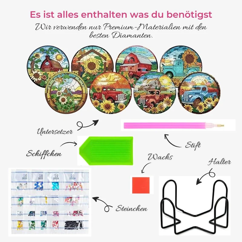 5D Diamond Painting Untersetzer – Landidylle