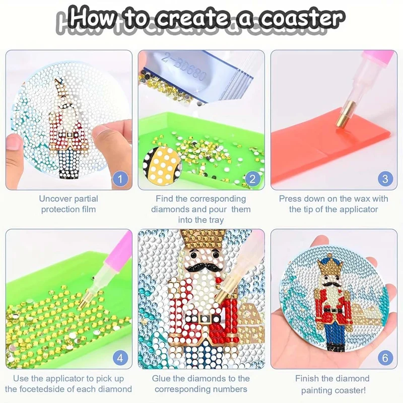 5D Diamond Painting Untersetzer – Weihnachtszauber mit Nussknacker