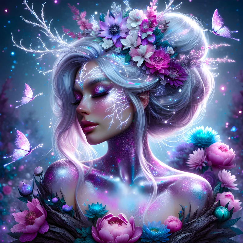 5D Diamond Painting – Elara, Königin der Blüten