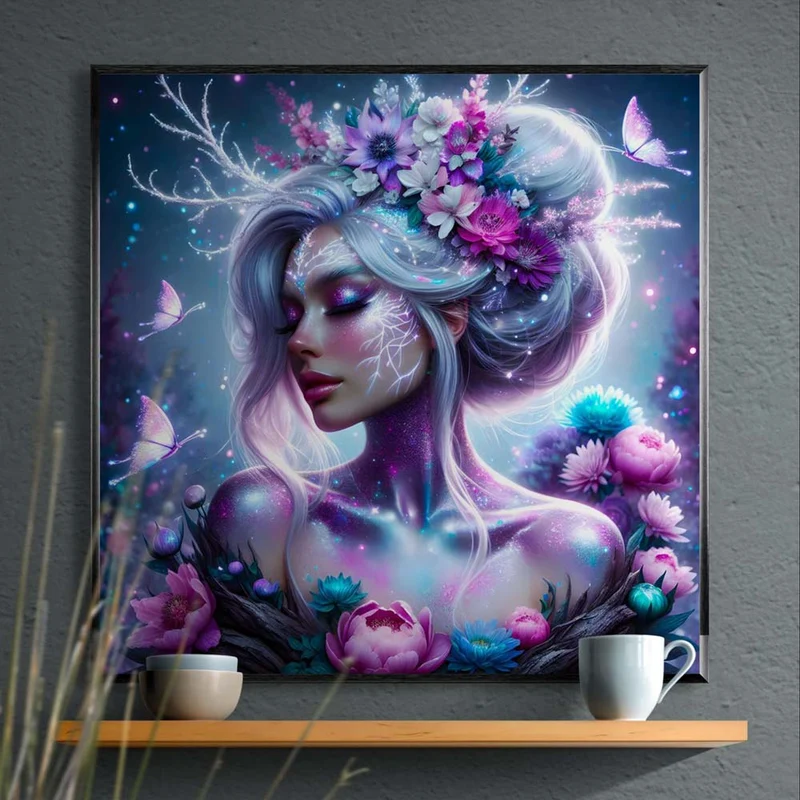 5D Diamond Painting – Elara, Königin der Blüten
