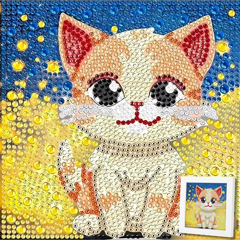 5D Diamond Painting Sternenglanz-Kätzchen mit Strasssteine