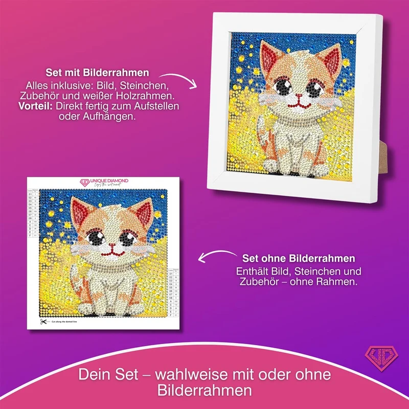 5D Diamond Painting Sternenglanz-Kätzchen mit Strasssteine