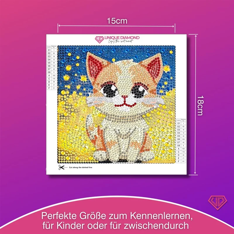 5D Diamond Painting Sternenglanz-Kätzchen mit Strasssteine