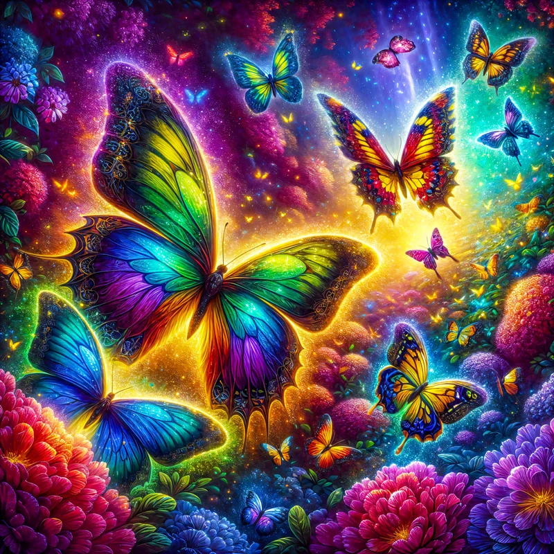5D Diamond Painting – Tanz der Farbenflügel