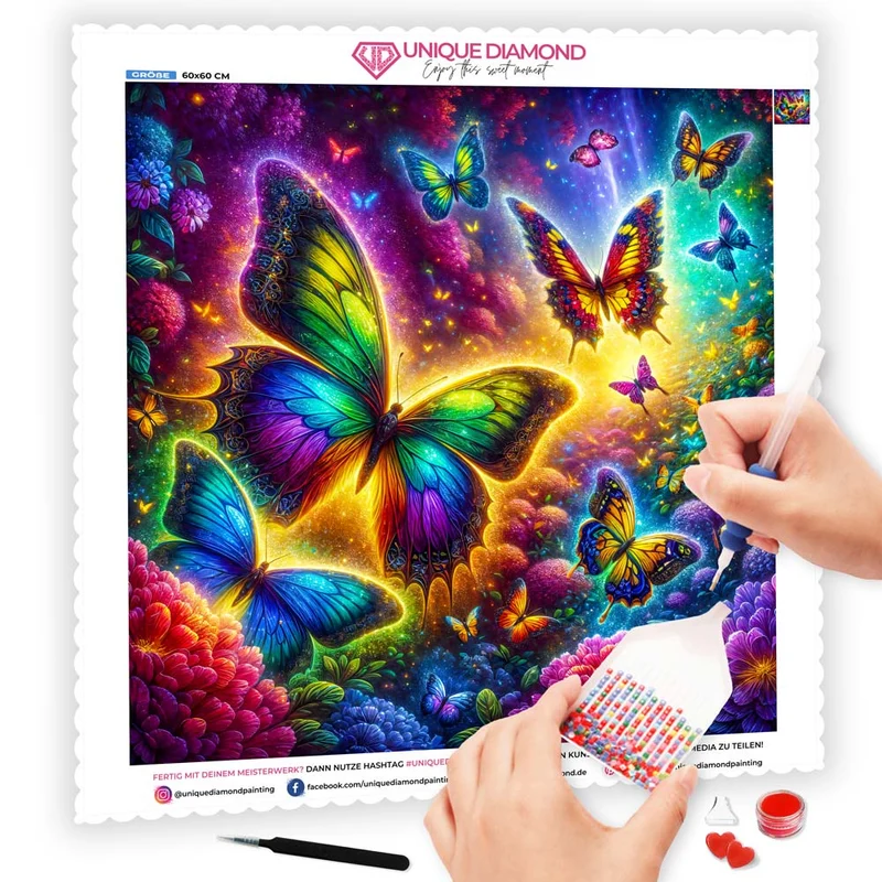 5D Diamond Painting – Tanz der Farbenflügel