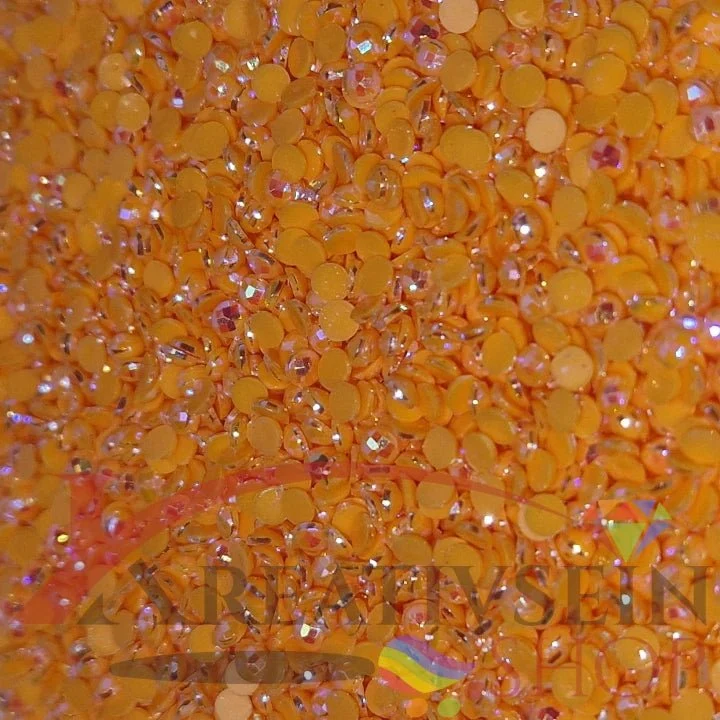 DMC 742 Tangerine LT - runde Steine - Aurora Borealis (AB) - Diamond Painting