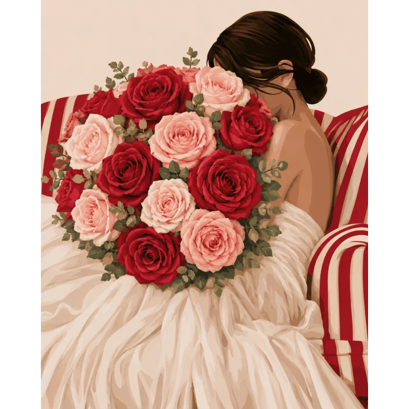 Umarmung mit roter Rose