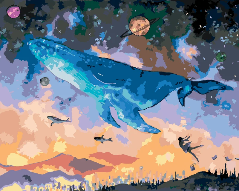 Diamond painting - EIN WALFISCH, DER IN EIN FANTASIEUNIVERSUM EINTAUCHT