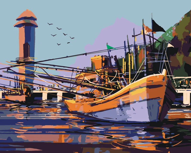 Diamond painting - GROSSES FISCHERBOOT