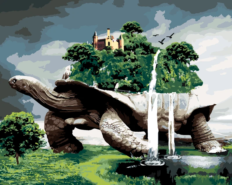 Diamond painting - SCHILDKRÖTE MIT WALD UND WASSERFÄLLEN