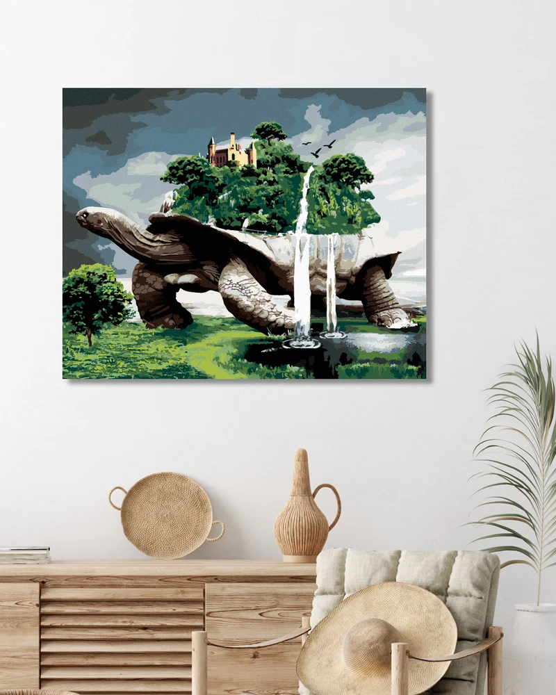 Diamond painting - SCHILDKRÖTE MIT WALD UND WASSERFÄLLEN