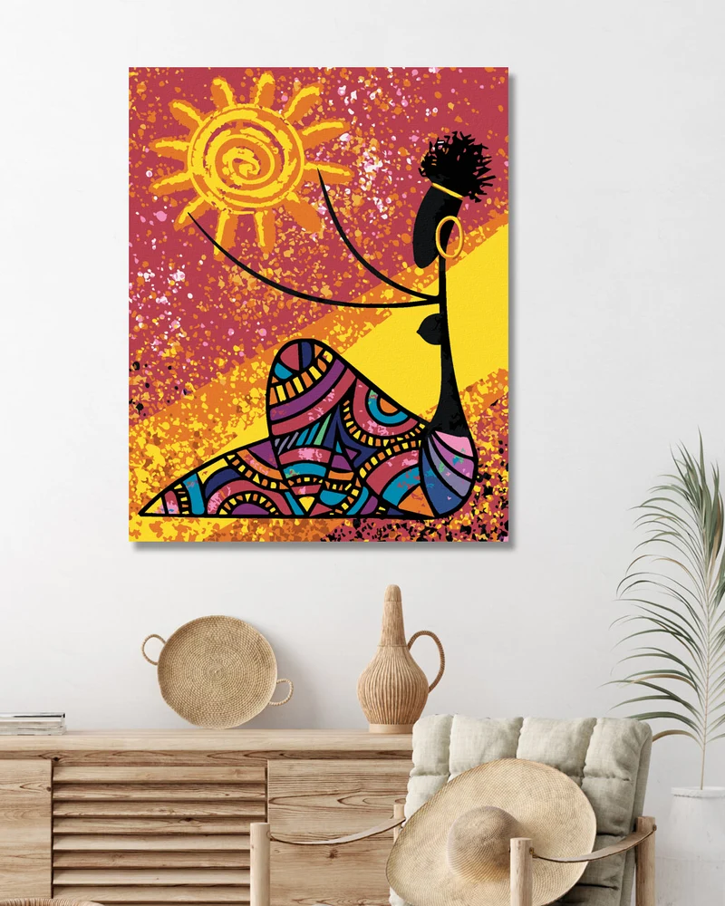 Diamond painting - FRAU HÄLT DIE SONNE