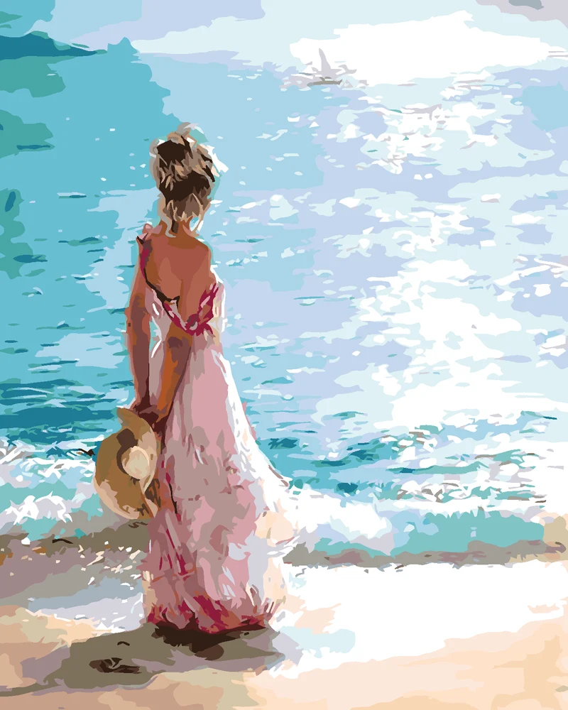 Diamond painting - FRAU AM STRAND