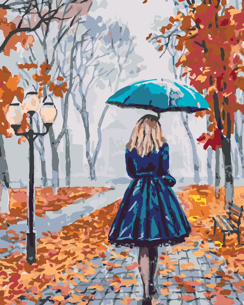 Diamond painting - FRAU MIT REGENSCHIRM IM PARK