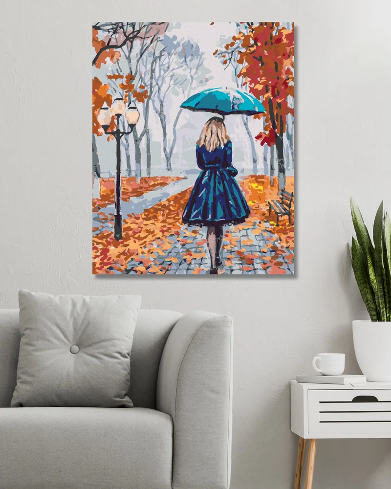 Diamond painting - FRAU MIT REGENSCHIRM IM PARK