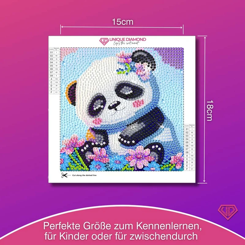 5D Diamond Painting Mini-Bild – Panda Lian im Blütenzauber