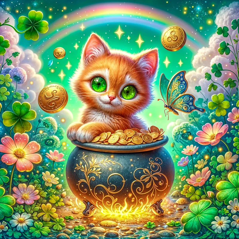 5D Diamond Painting – Kätzchen im Goldtopf