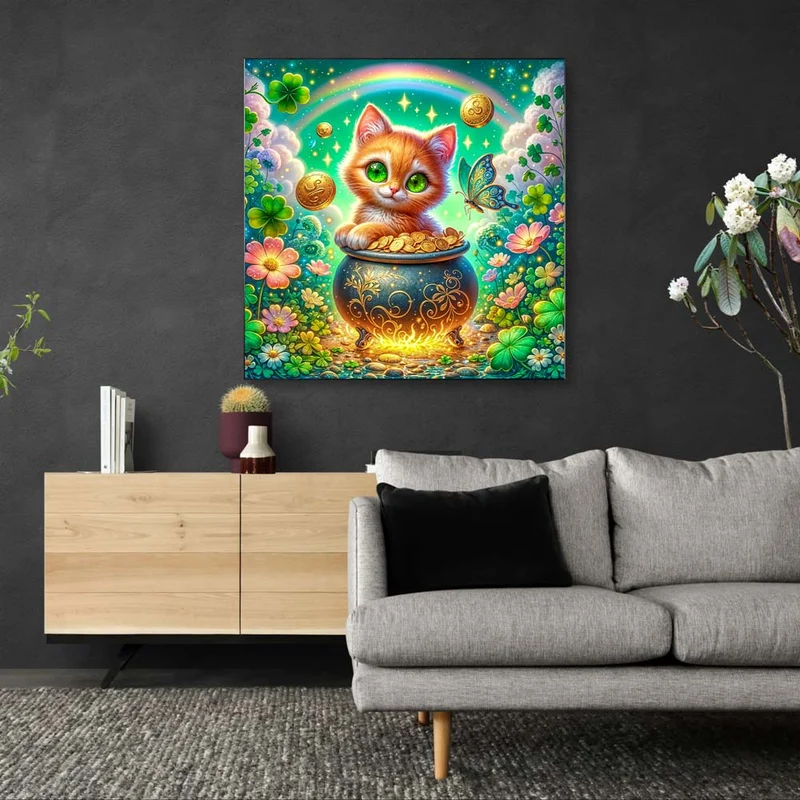 5D Diamond Painting – Kätzchen im Goldtopf