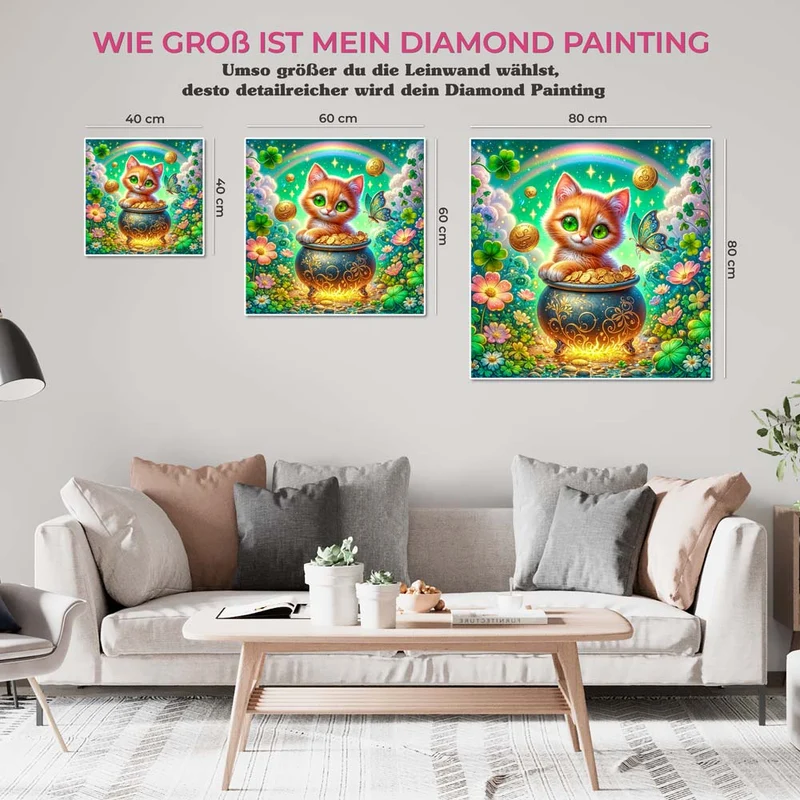 5D Diamond Painting – Kätzchen im Goldtopf