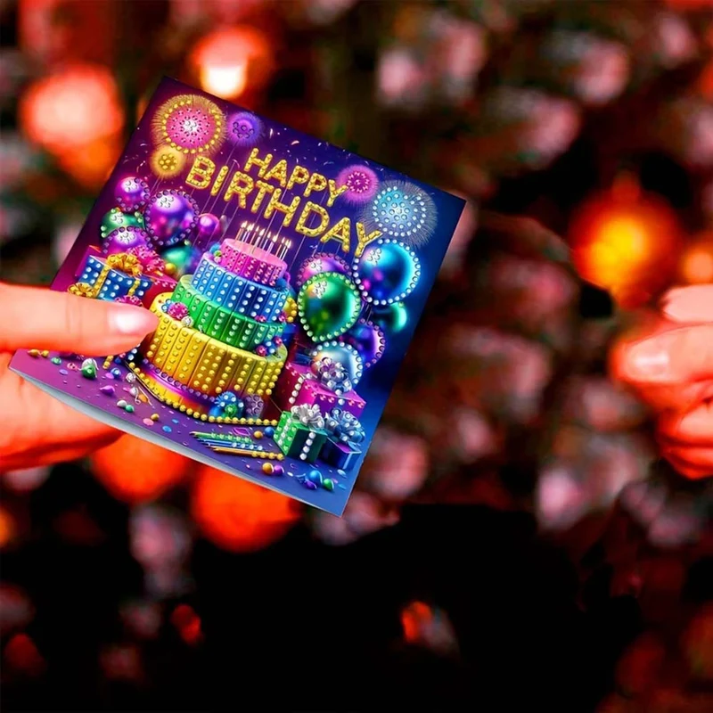 5D Diamond Painting Grußkarten – Geburtstagsfreude 6 Stück