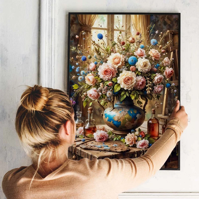 5D Diamond Painting – Blütenzauber im Antik-Atelier