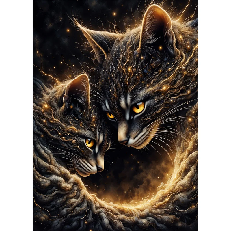 5D Diamond Painting – Mystische Katzenharmonie