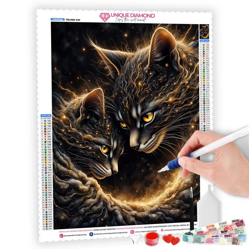 5D Diamond Painting – Mystische Katzenharmonie