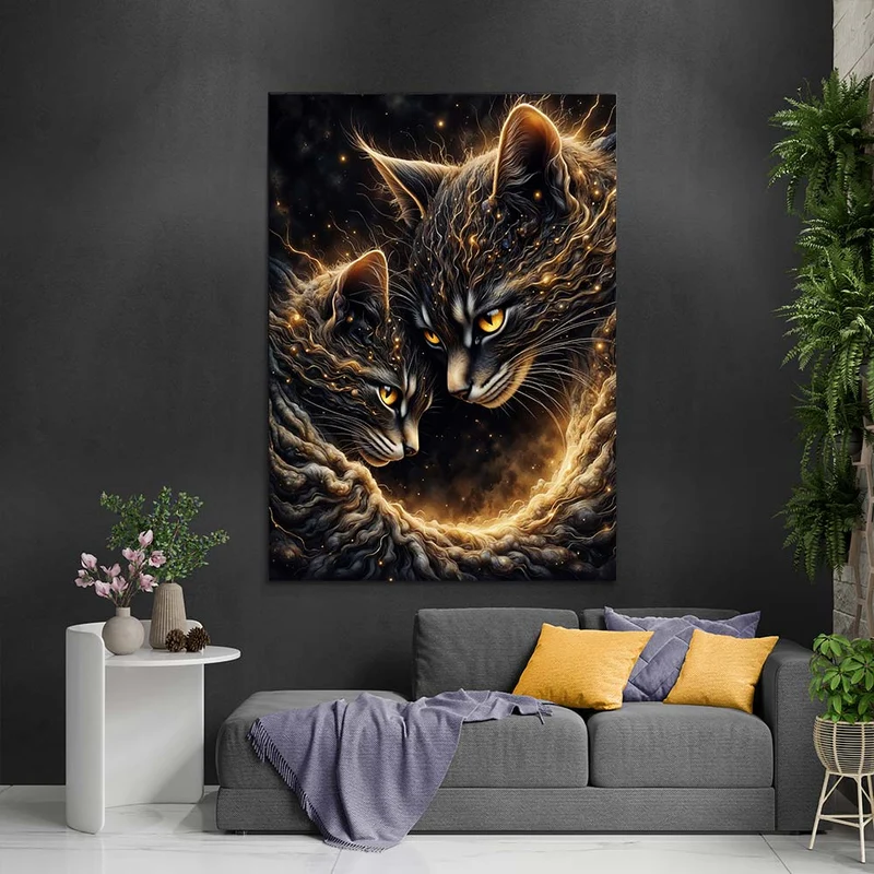 5D Diamond Painting – Mystische Katzenharmonie