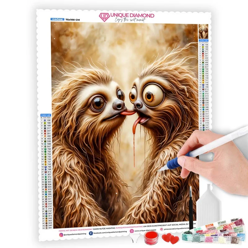 5D Diamond Painting – Faultier-Knutscher Deluxe