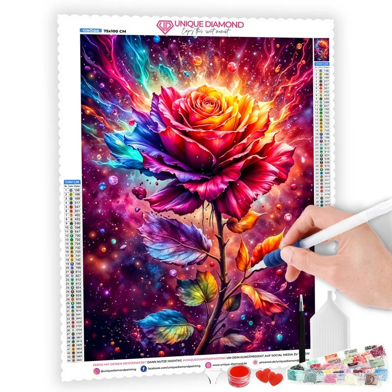 5D Diamond Painting – Galaktische Rosenblüte