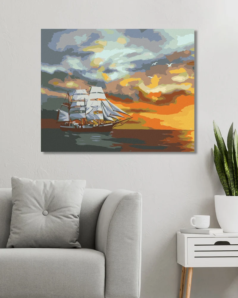 Diamond painting - GROSSES SEGELSCHIFF NACH DER ABENDDÄMMERUNG (D. RUSTY RUST)