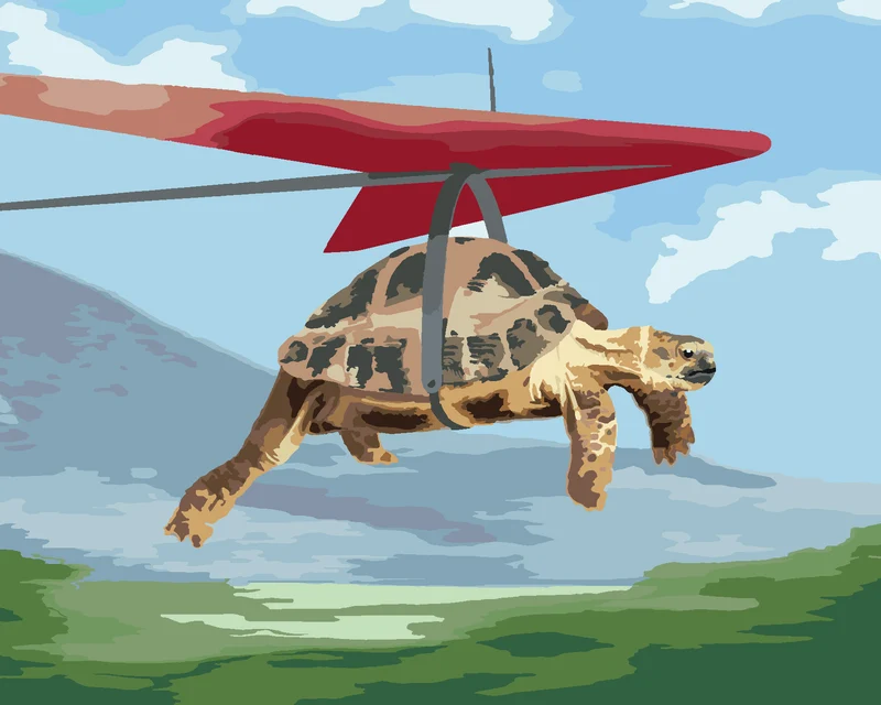Diamond painting - SCHILDKRÖTE UND ROGALLO-FLÜGEL