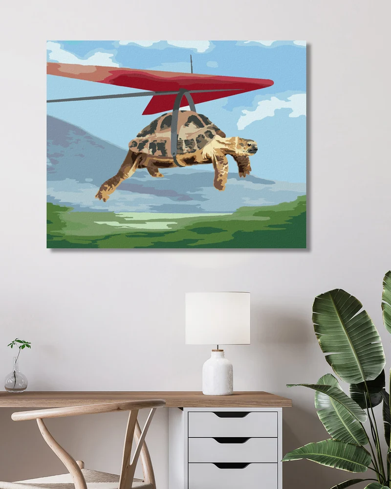 Diamond painting - SCHILDKRÖTE UND ROGALLO-FLÜGEL