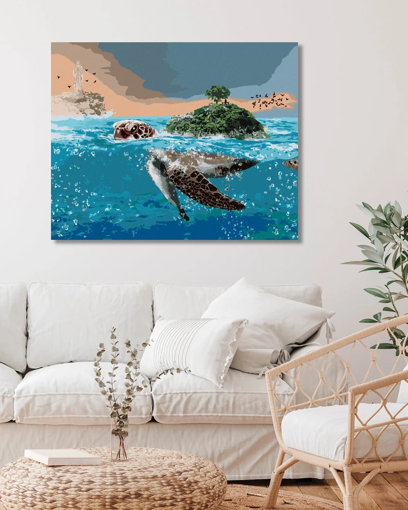 Diamond painting - DIE SCHILDKRÖTE ALS INSEL IM MEER