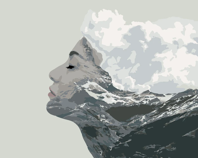 Diamond painting - FRAU MIT DOPPELEXPOSITION