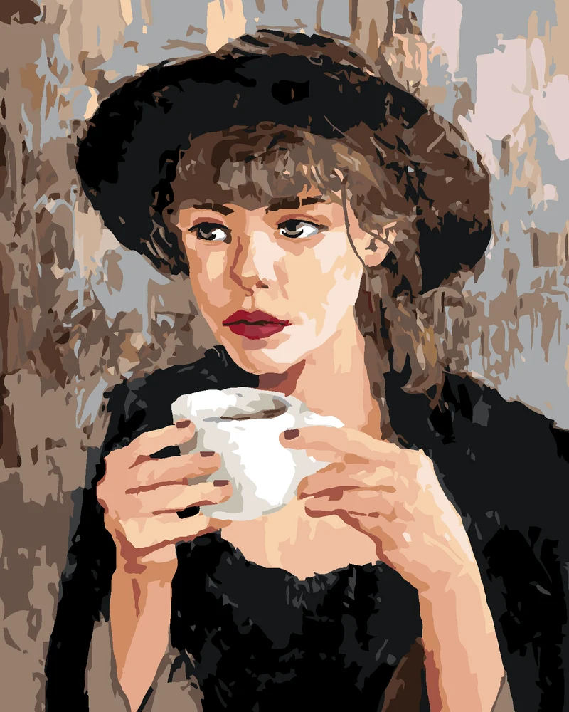 Diamond painting - FRAU MIT KAFFEE
