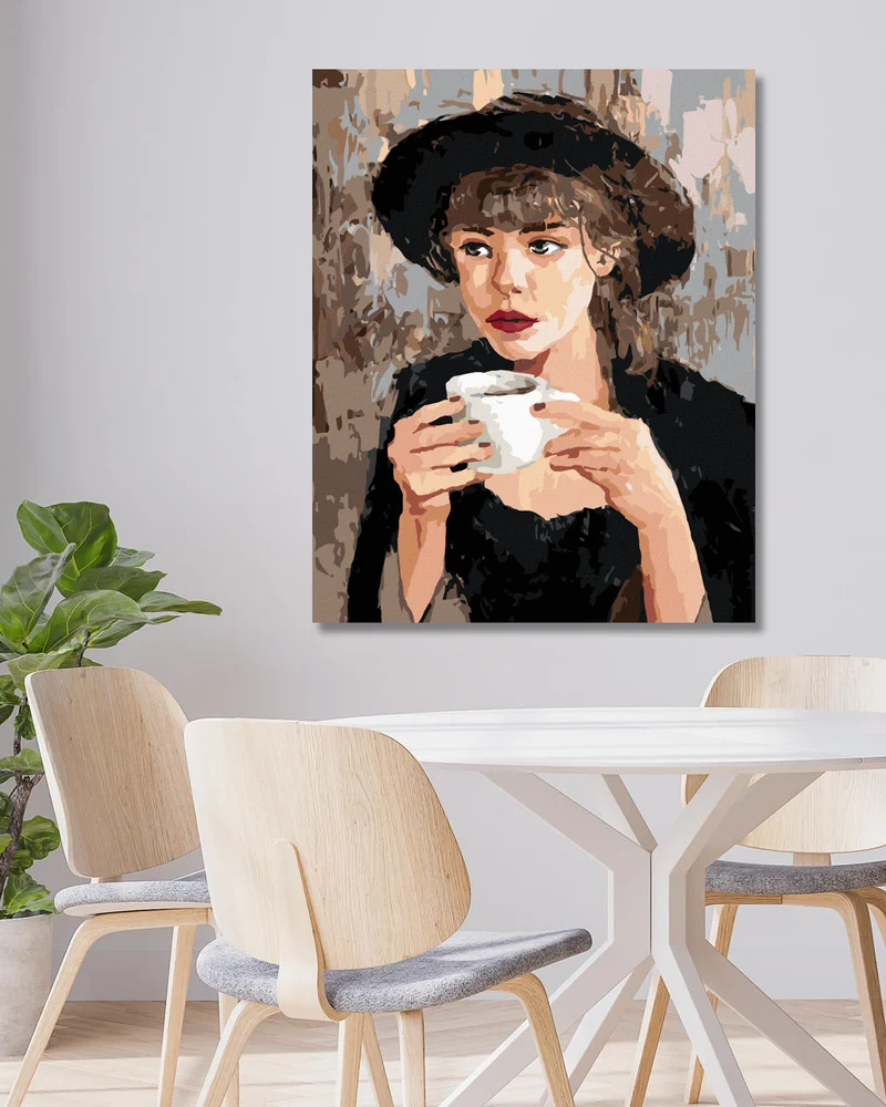Diamond painting - FRAU MIT KAFFEE