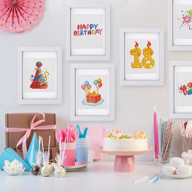 5D Diamond Painting LuxGem - Happy Birthday - 12 Mini Motive