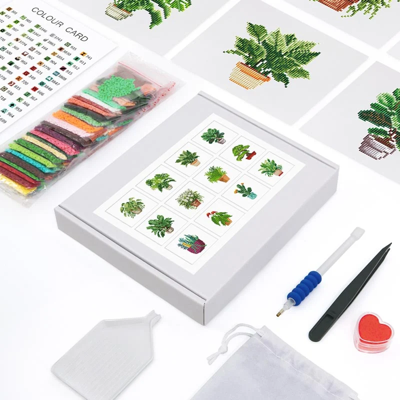 5D Diamond Painting LuxGem - Grüne Harmonie - 12 Mini Motive
