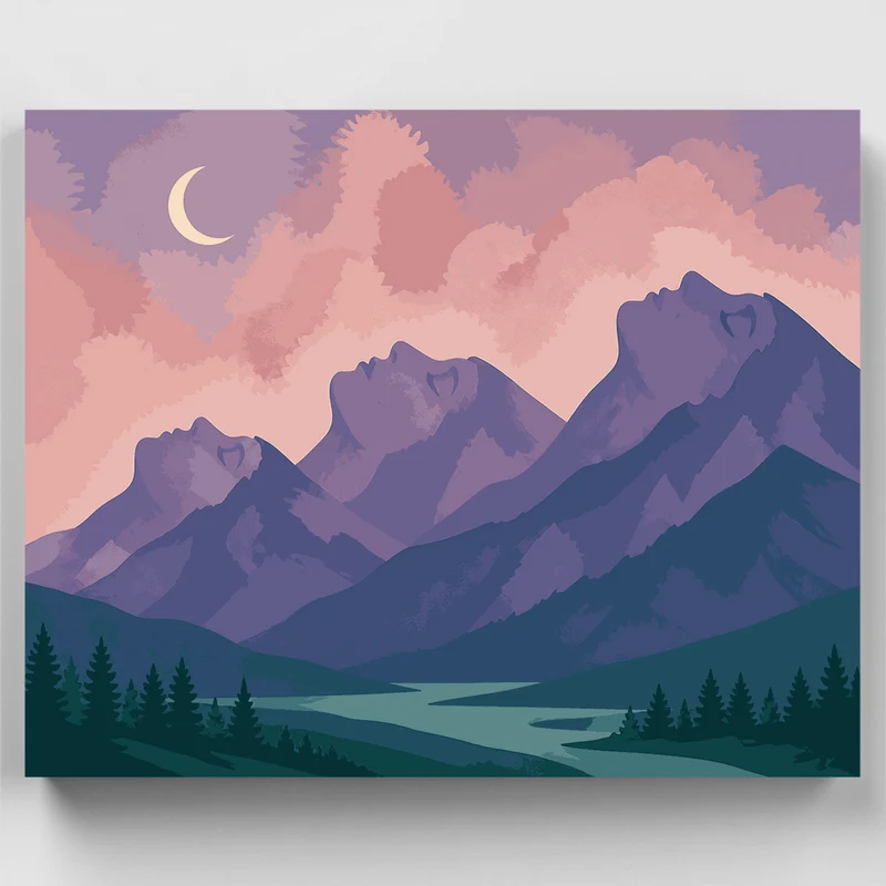 Sleeping Mountain Faces - Paint by Numbers Kit