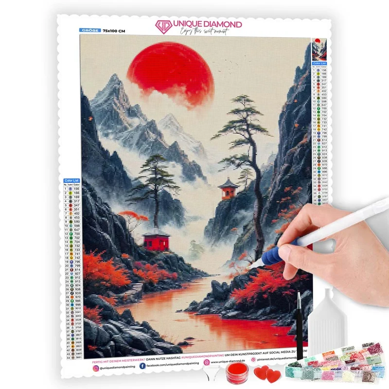 5D Diamond Painting – Red Moon Serenity