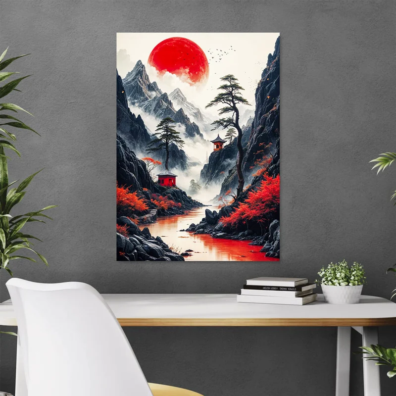 5D Diamond Painting – Red Moon Serenity