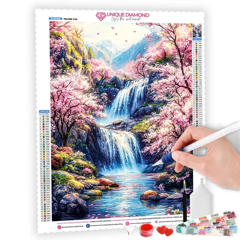 5D Diamond Painting – Sakura Falls