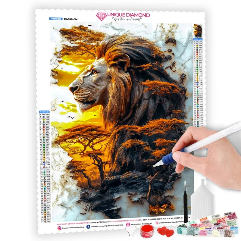 5D Diamond Painting – König der Savanne