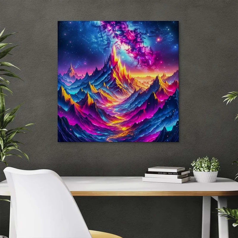 5D Diamond Painting – Neonberge im Galaxielicht