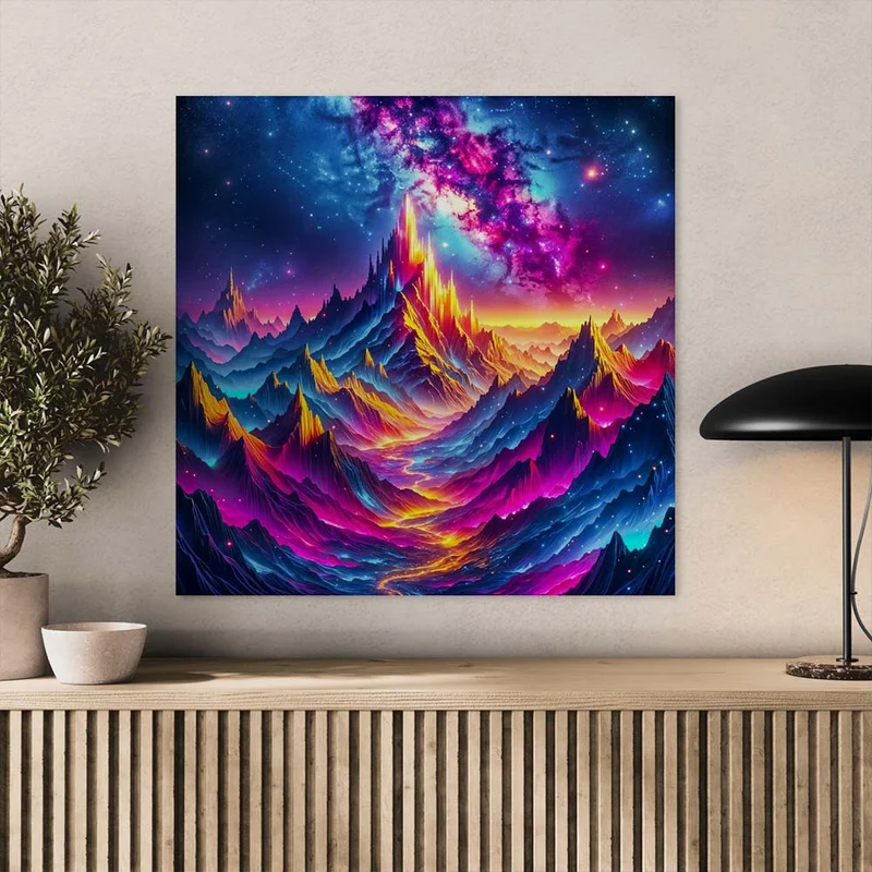 5D Diamond Painting – Neonberge im Galaxielicht