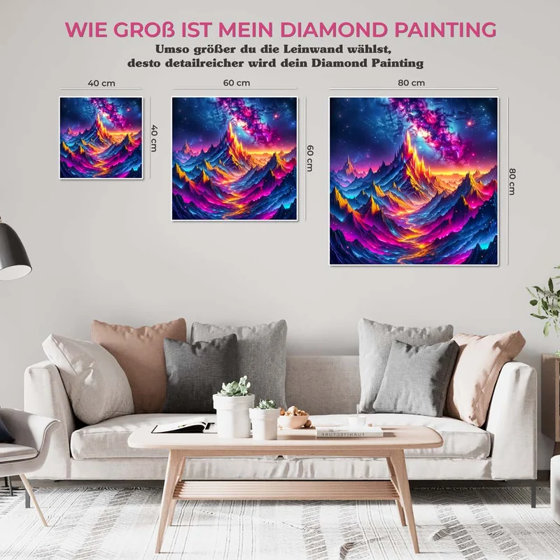 5D Diamond Painting – Neonberge im Galaxielicht