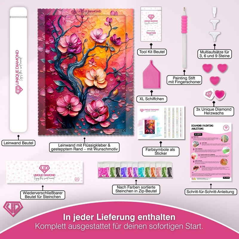 5D Diamond Painting – Blütenzauber im Abendlicht